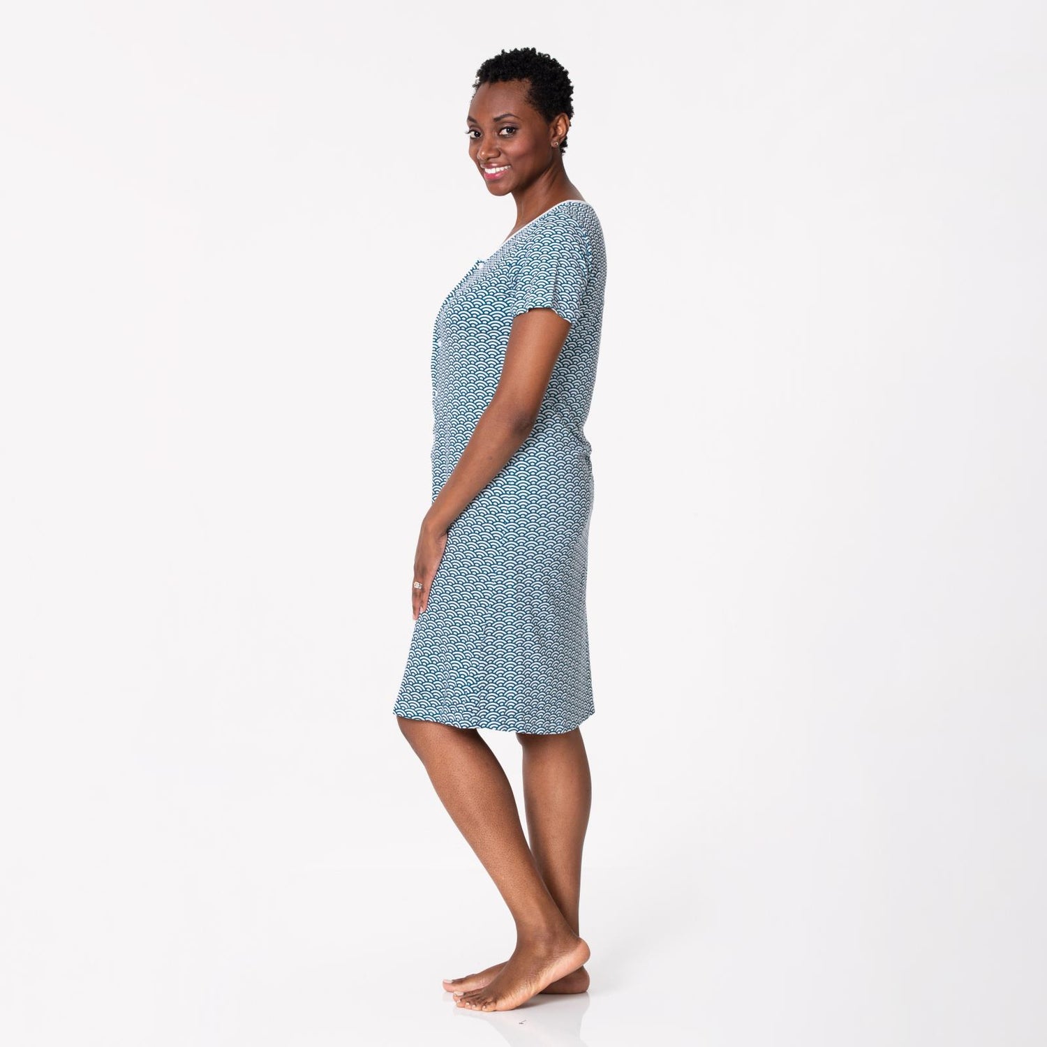 Women's Print Nursing Nightgown in Fresh Air Waves