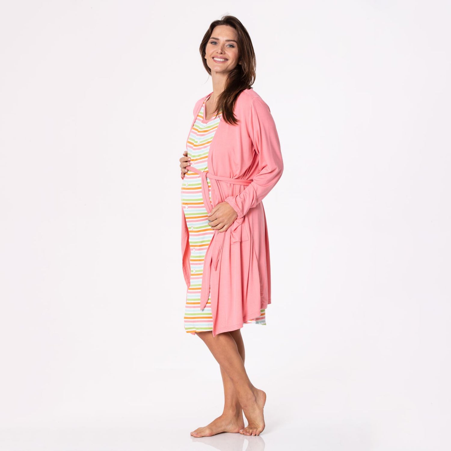 Mid Length Lounge Robe in Strawberry