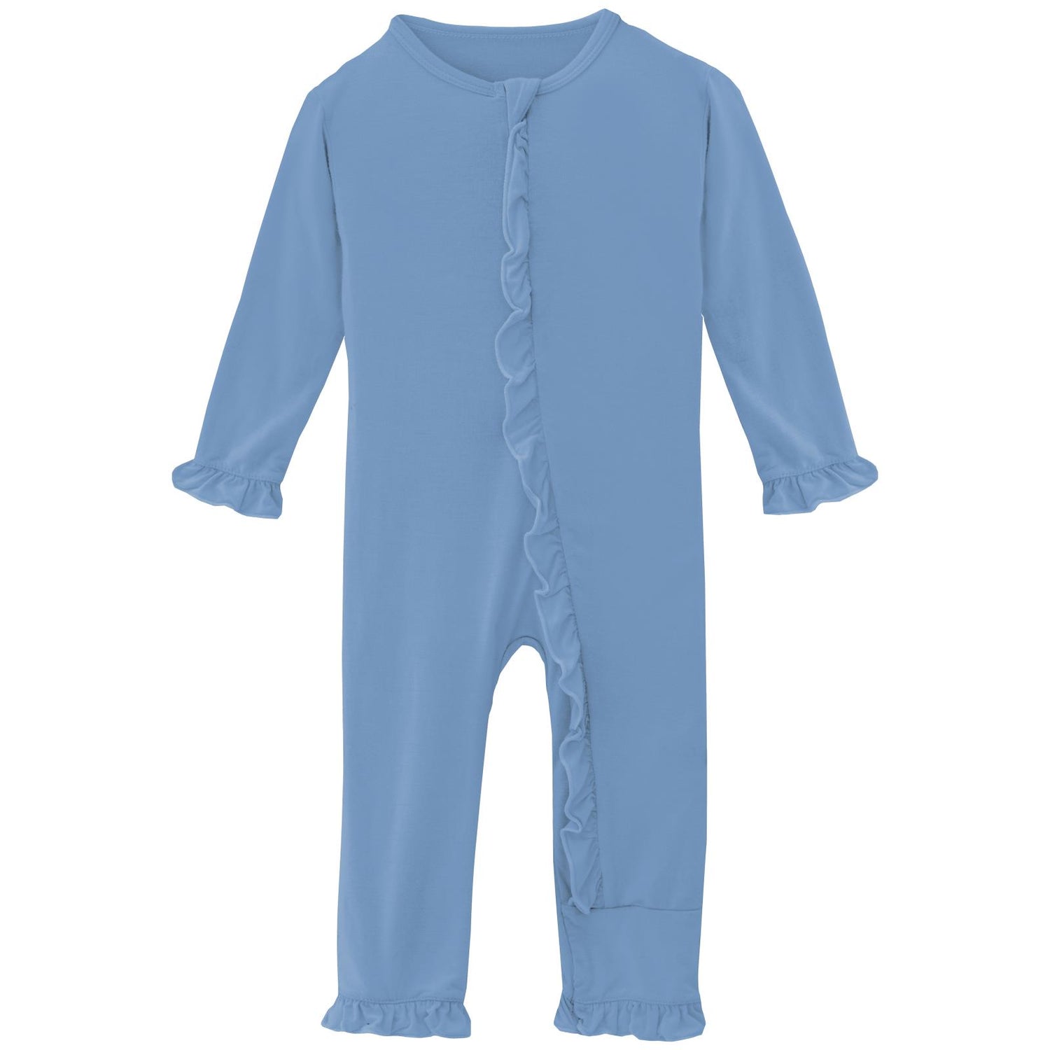 Classic Ruffle Coverall with 2 Way Zipper in Dream Blue