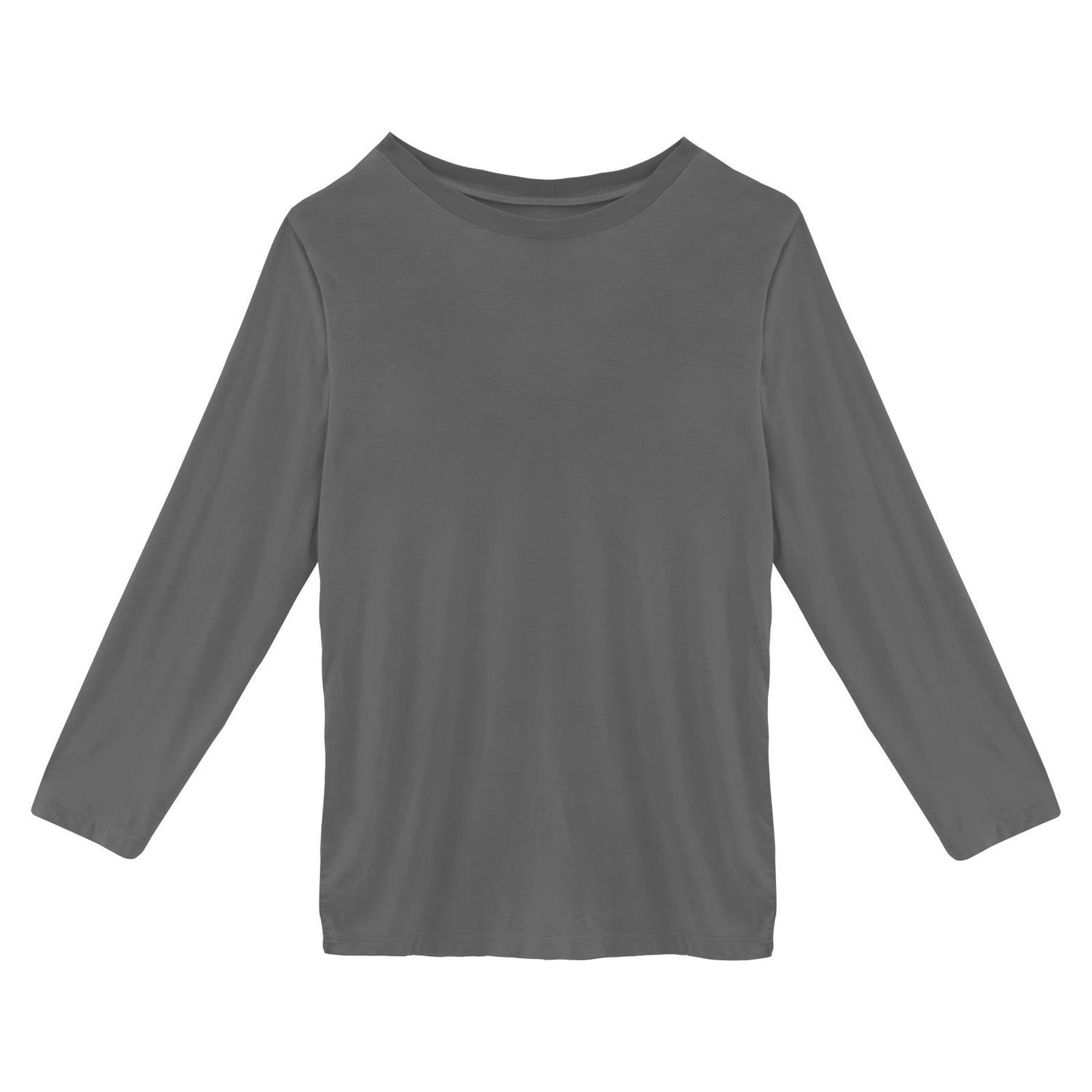 Long Sleeve Easy Fit Crew Neck Tee in Pewter