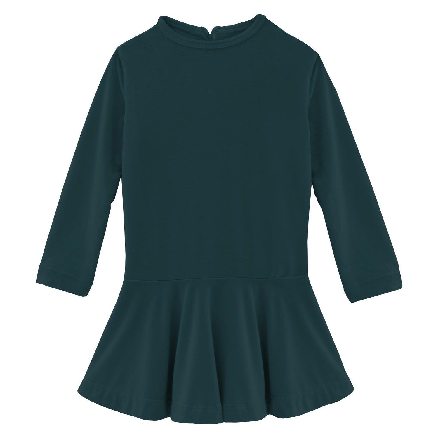 Long Sleeve Luxe Keyhole Dress in Pine