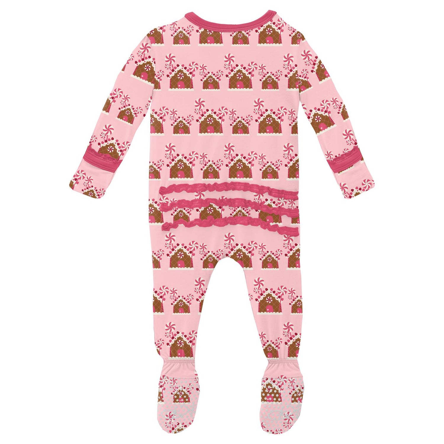 Print Muffin Ruffle Footie with Zipper in Lotus Gingerbread