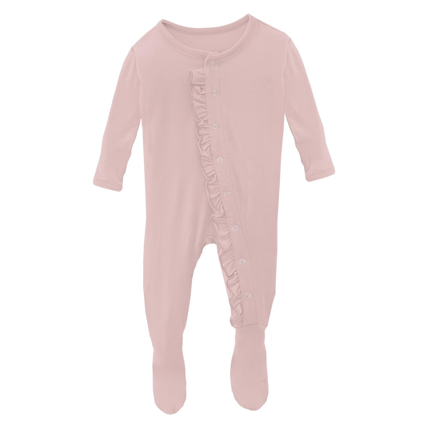 Classic Ruffle Footie with Snaps in Baby Rose