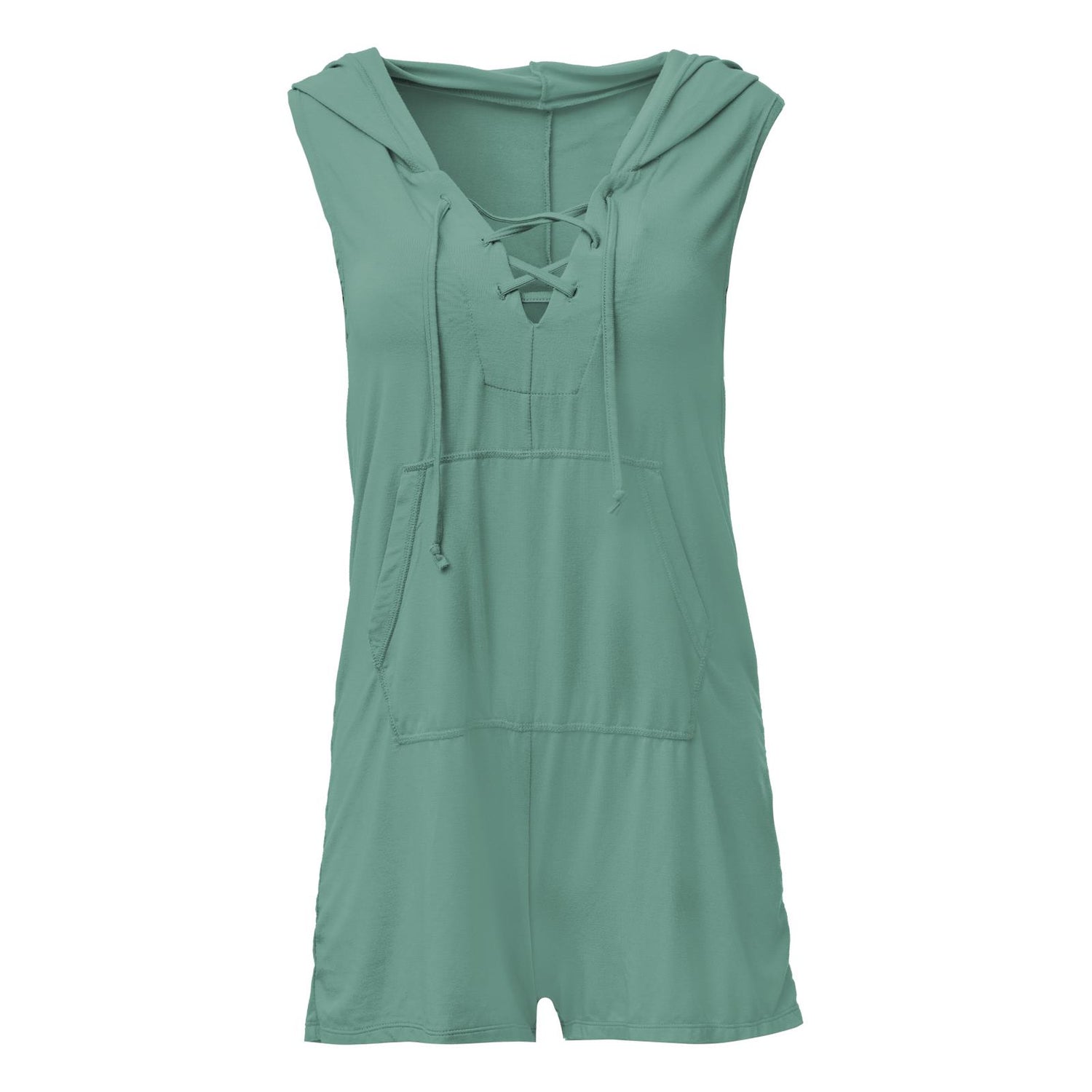 Women's Hooded Kangaroo Romper in Shore