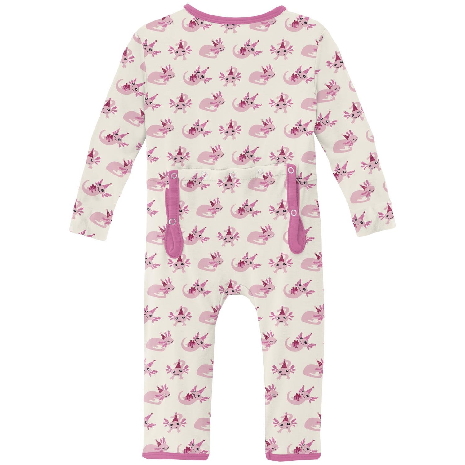 Print Coverall with 2 Way Zipper in Natural Axolotl Party