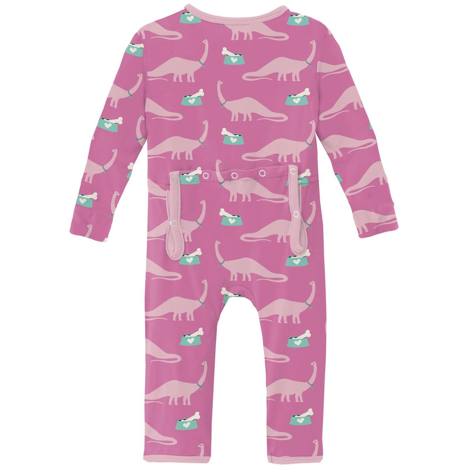 Print Coverall with 2 Way Zipper in Tulip Pet Dino