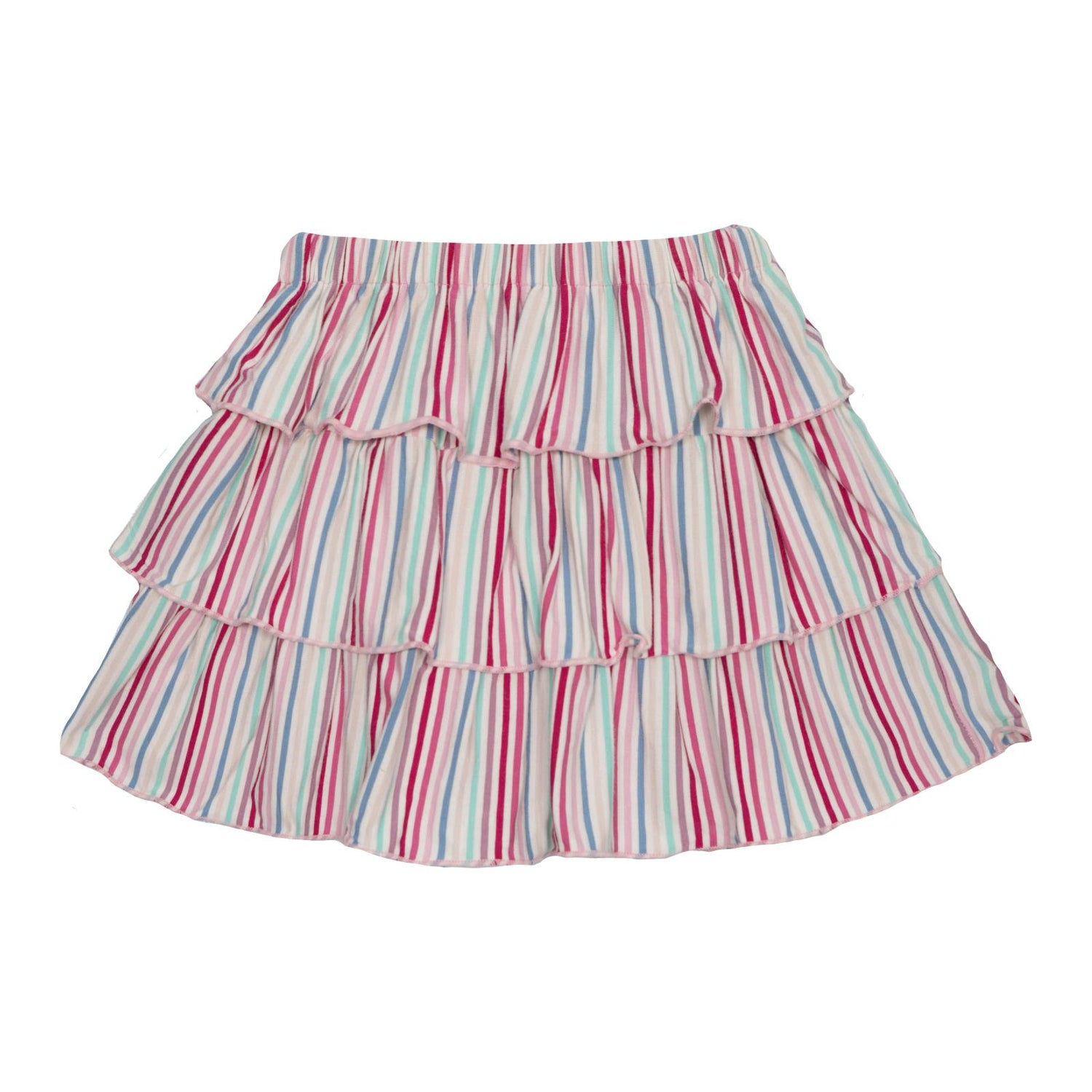 Print Layered Ruffle Skirt in Make Believe Stripe