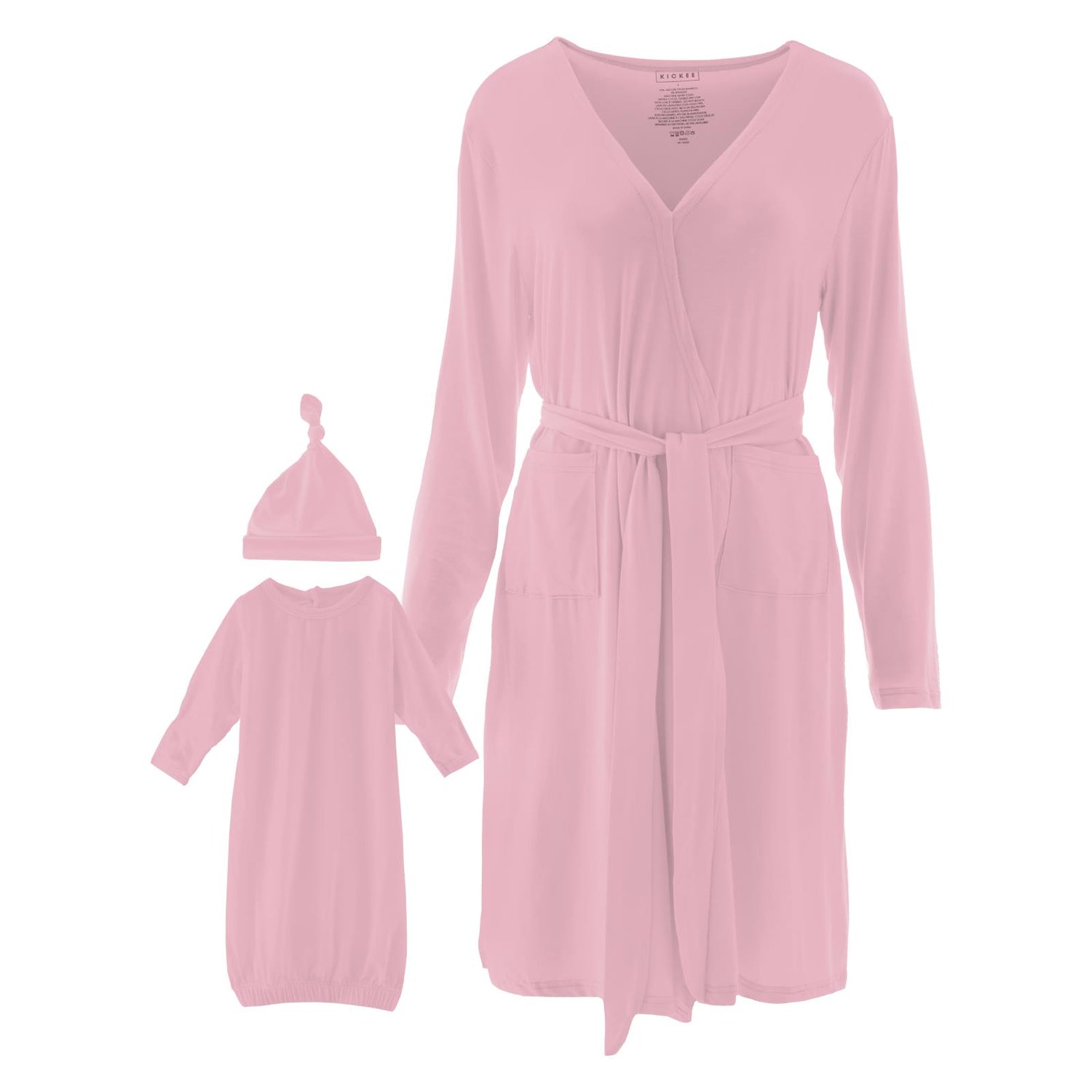 Women's Mid Length Lounge Robe & Layette Gown Set in Cake Pop