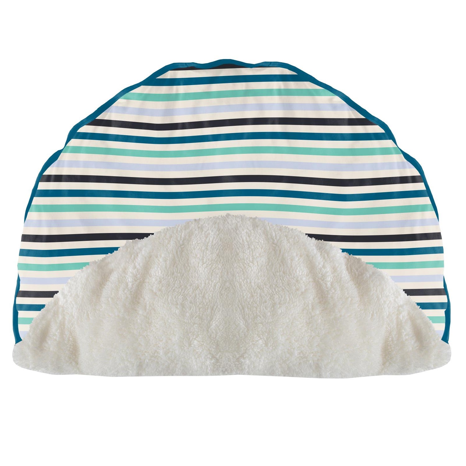 Print Sherpa-Lined Fluffle Playmat in Little Boy Blue Stripe