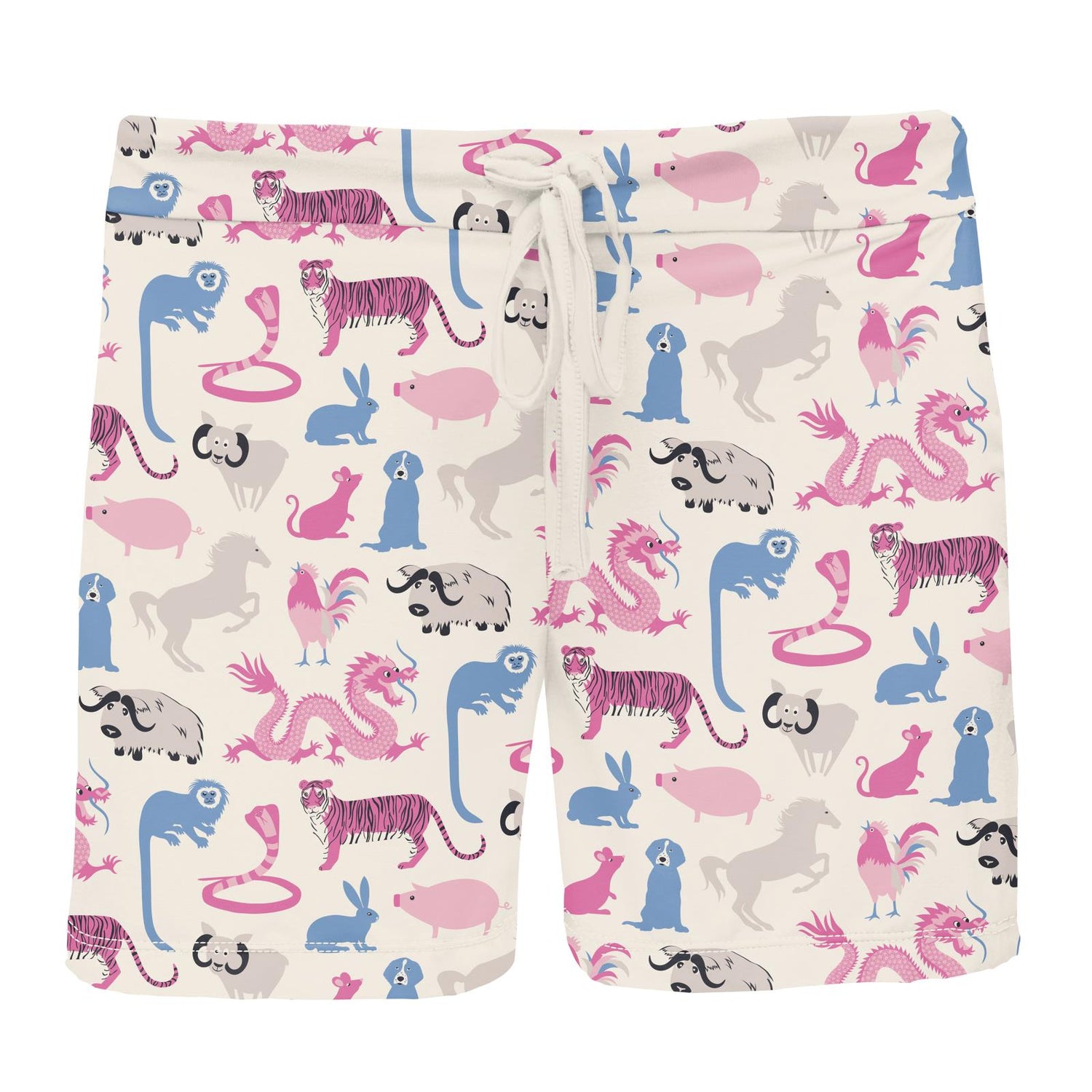 Women's Print Lounge Shorts in Natural Chinese Zodiac