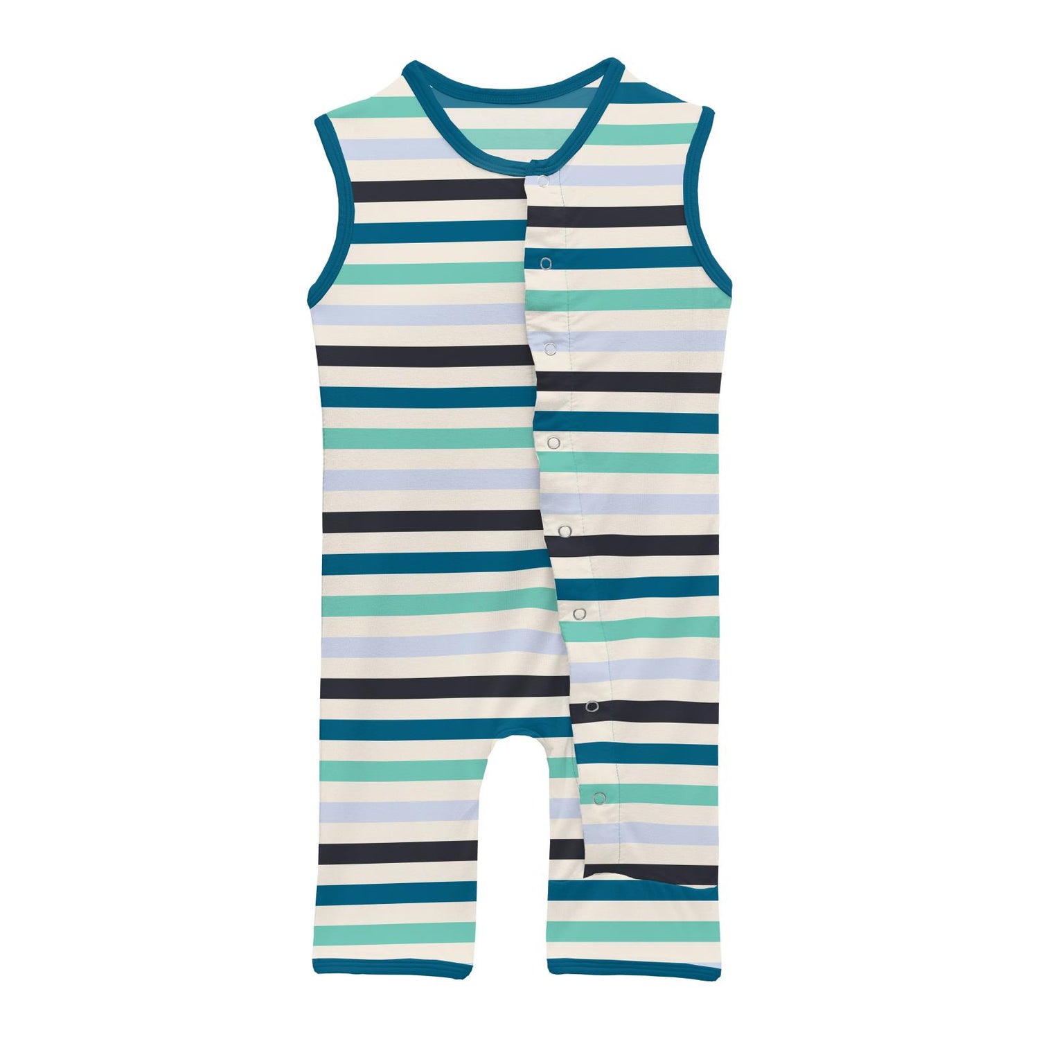 Print Tank Romper in Little Boy Blue Stripe