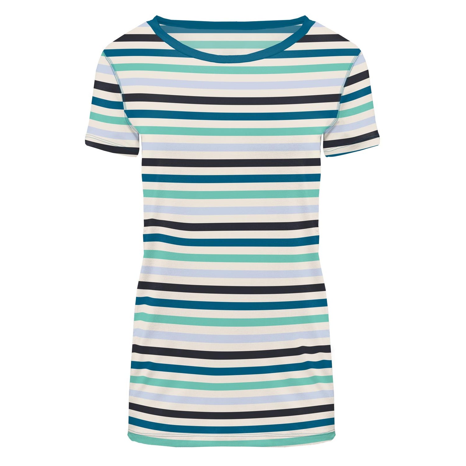 Women's Print Short Sleeve Loosey Goosey Tee in Little Boy Blue Stripe