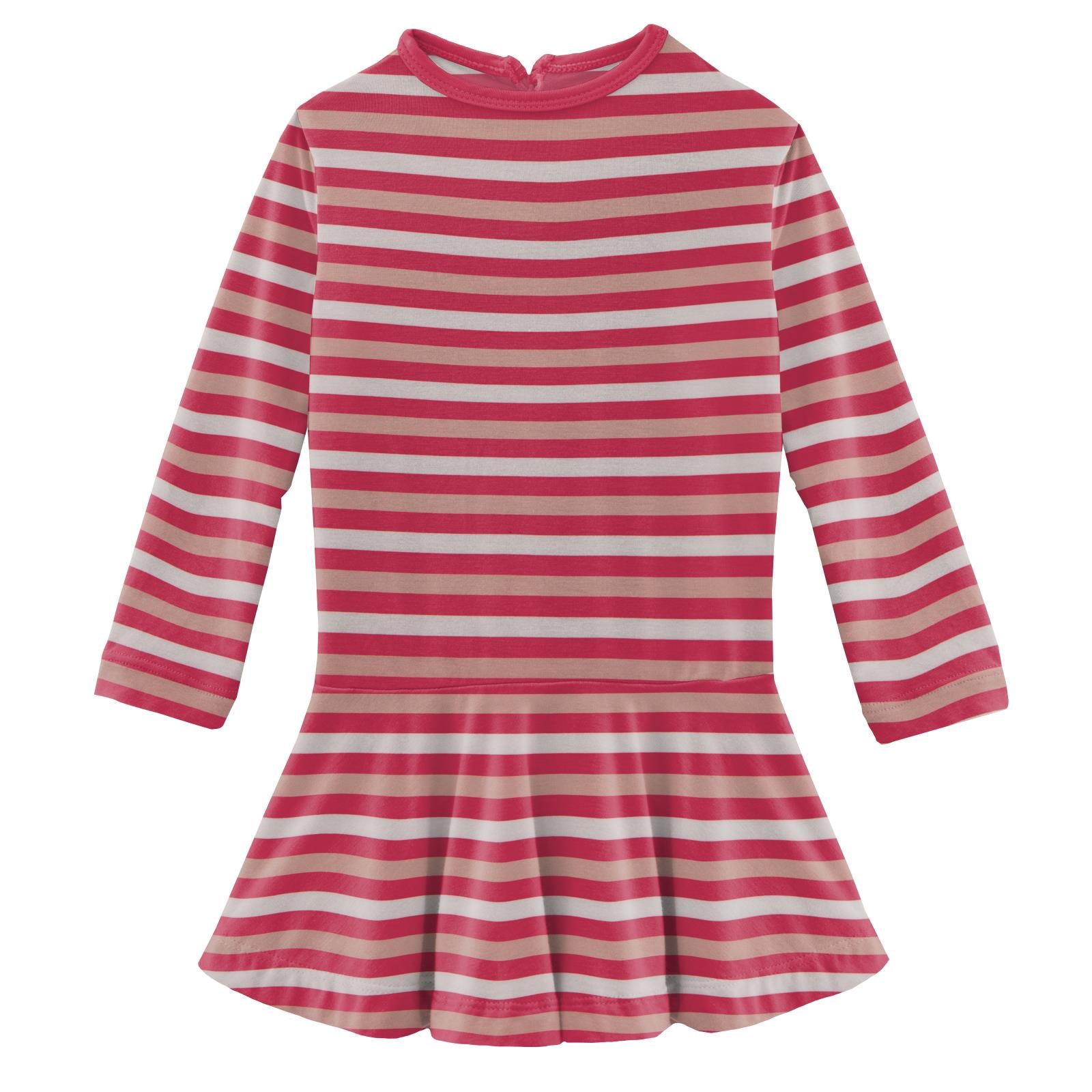 Print Long Sleeve Twirl Dress in Hopscotch Stripe