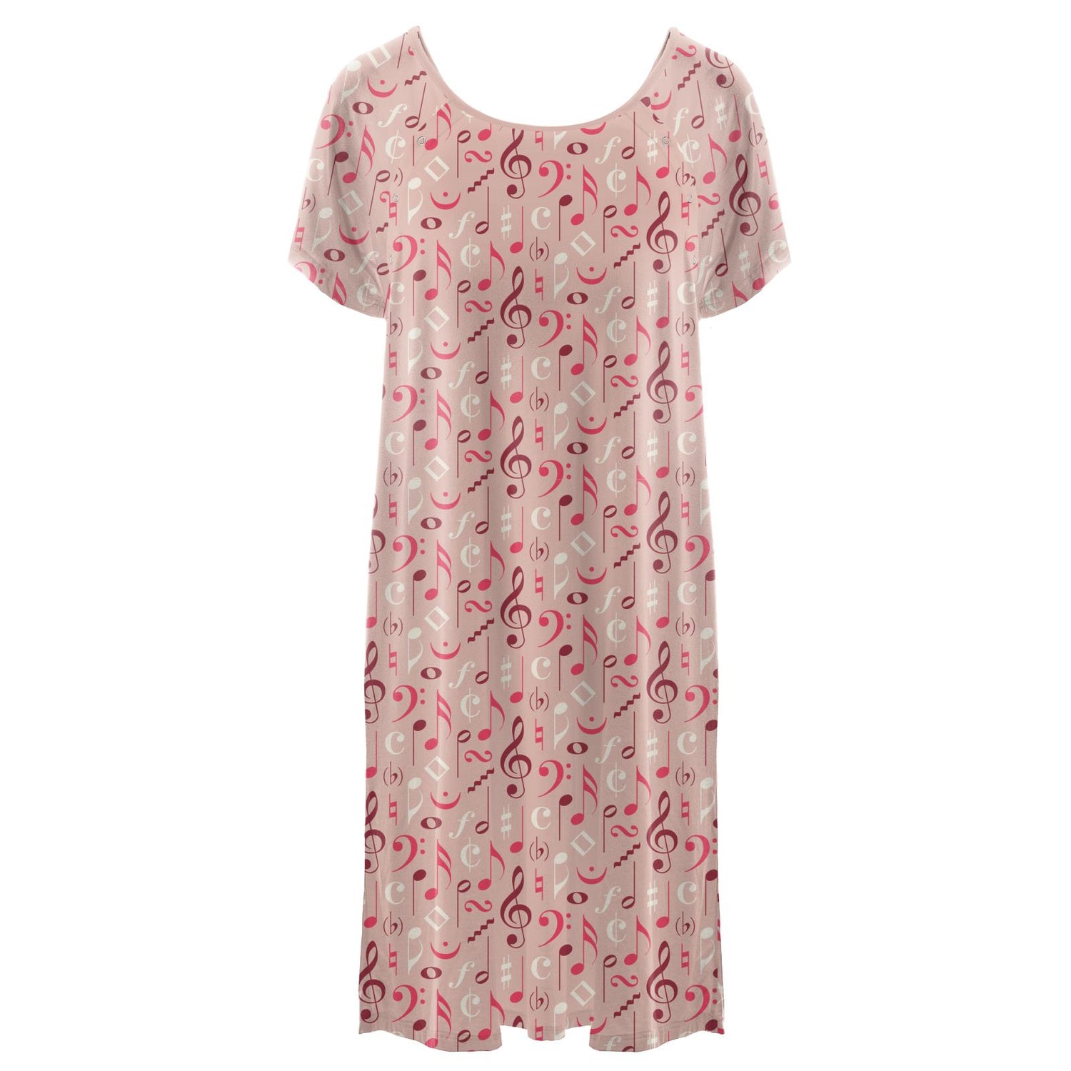 Women's Print Hospital Gown in Peach Blossom Music Class