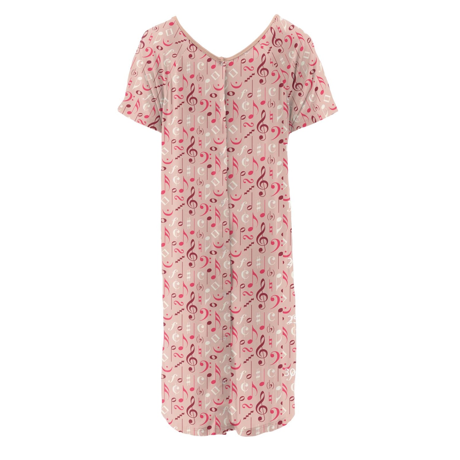 Women's Print Hospital Gown in Peach Blossom Music Class