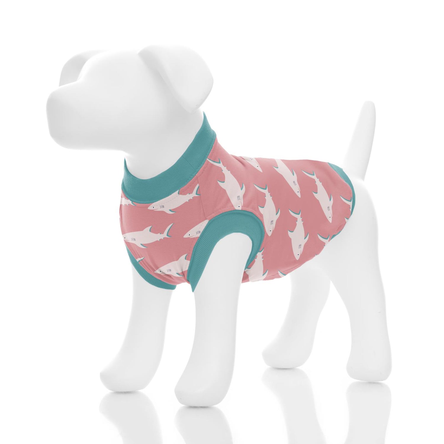 Print Sleeveless Dog Tee in Strawberry Sharky