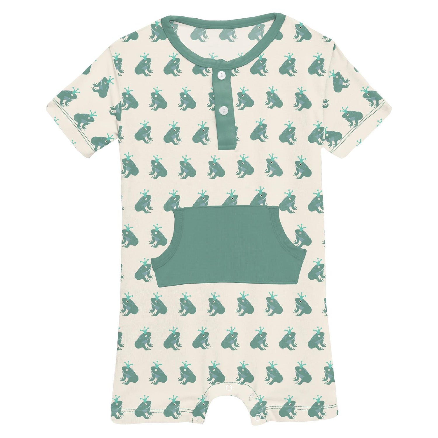 Print Kangaroo Romper in Natural Frog Prince