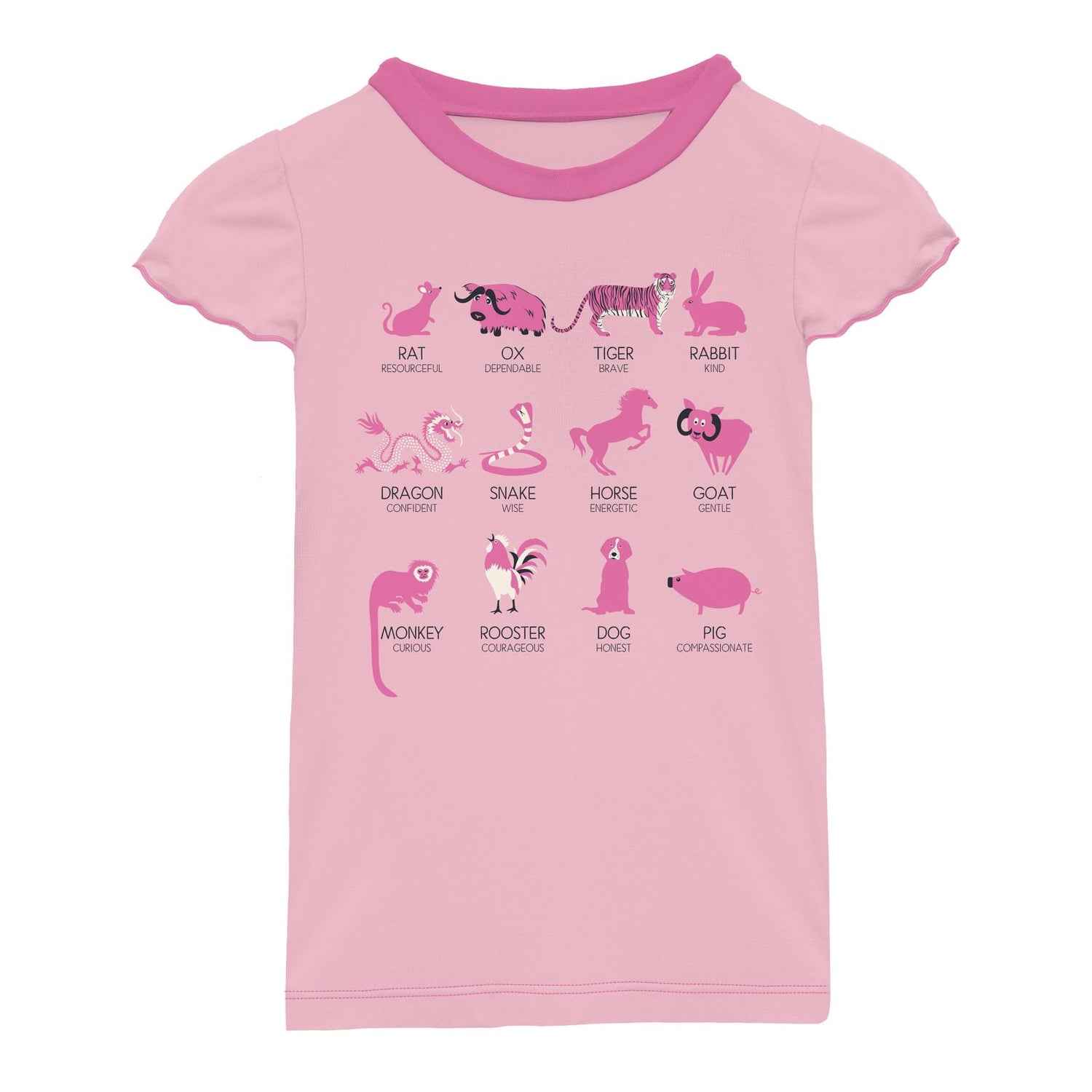 Tailored Fit Flutter Sleeve Graphic Tee in Cake Pop Chinese Zodiac