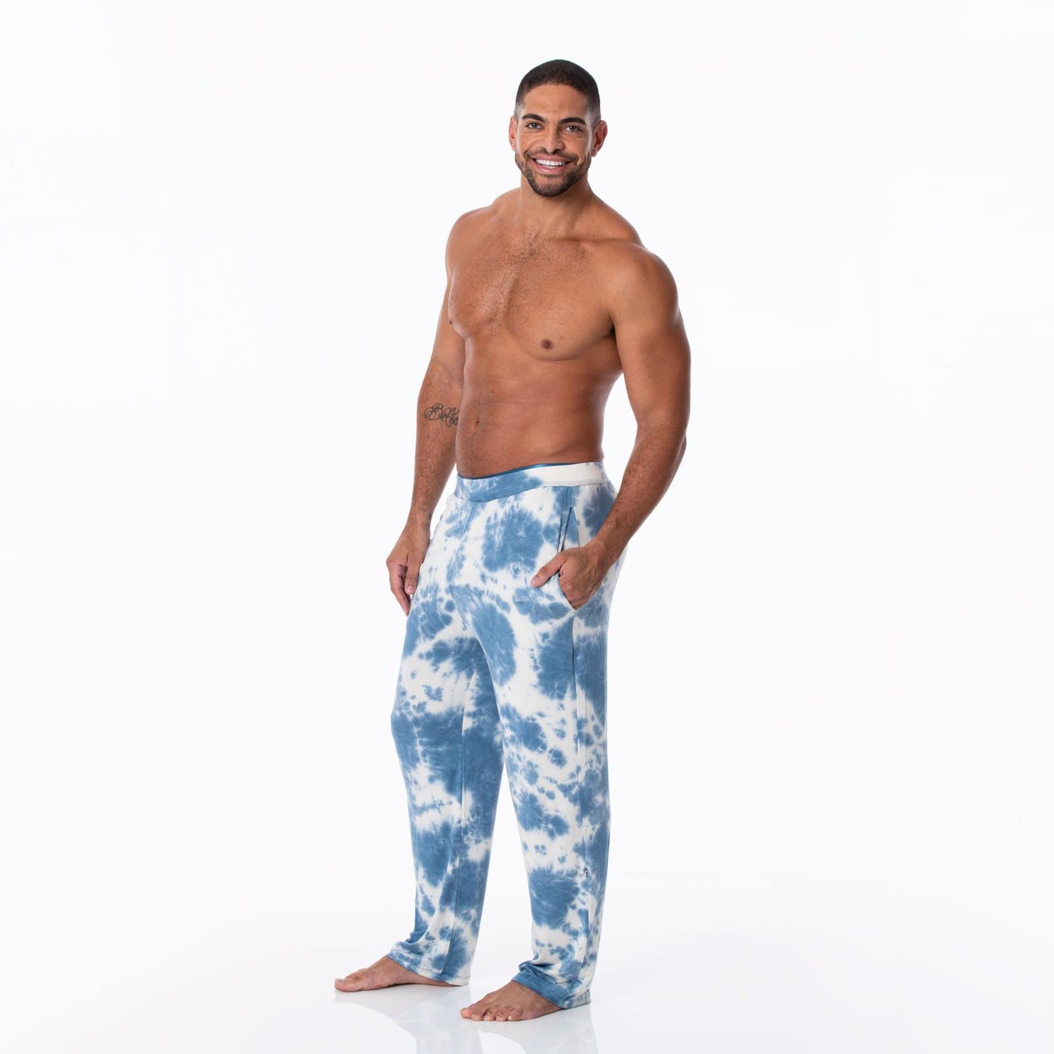 Men's Print Pajama Pants in Deep Sea Tie Dye