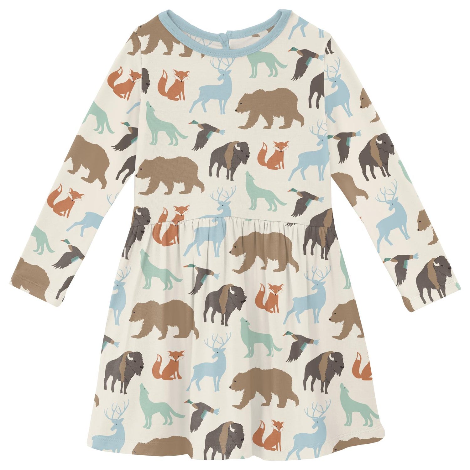 Print Long Sleeve Twirl Dress in National Wildlife Federation