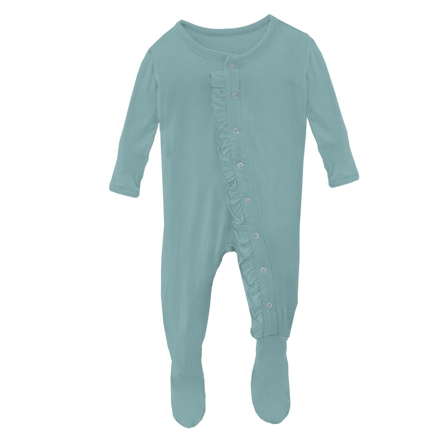 Classic Ruffle Footie with Snaps in Jade