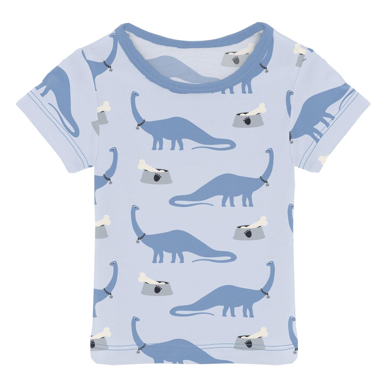 Print Short Sleeve Baby Tee in Dew Pet Dino