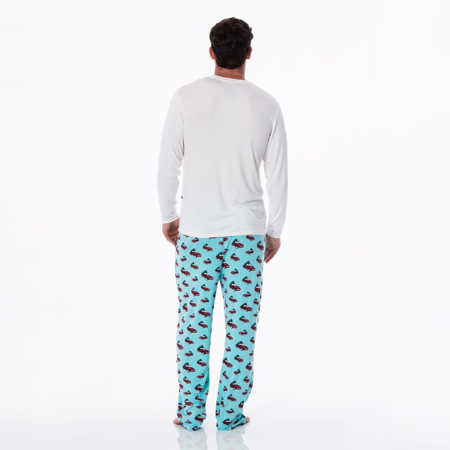 Men's Print Pajama Pants in Iceberg Trucks and Trees