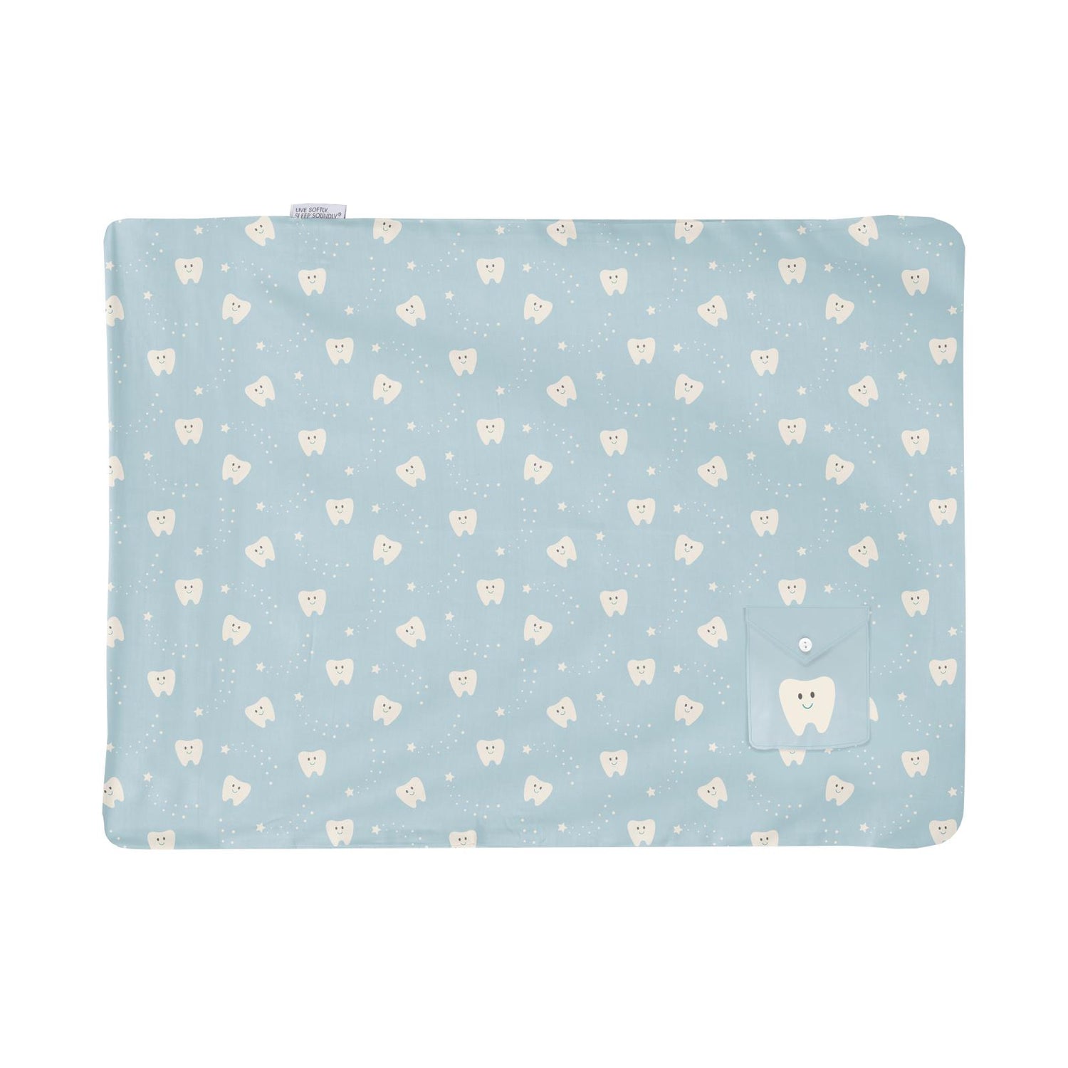 Print Foldover Pillowcase with Tooth Pouch in Spring Sky Tooth