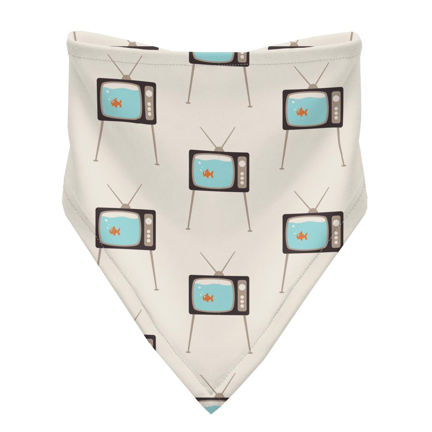 Print Bandana Bib in Natural Vintage TV