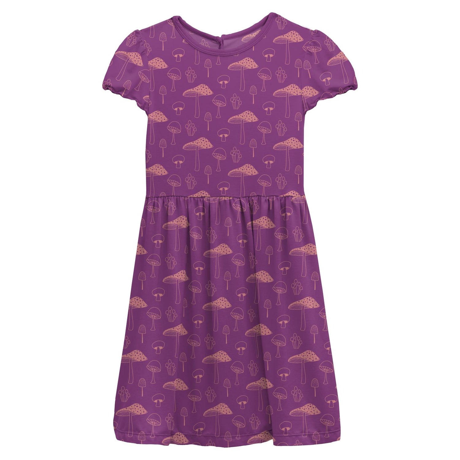 Print Flutter Sleeve Twirl Dress in Starfish Mushrooms