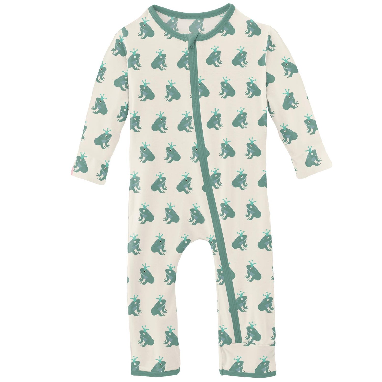 Print Coverall with Zipper in Natural Frog Prince