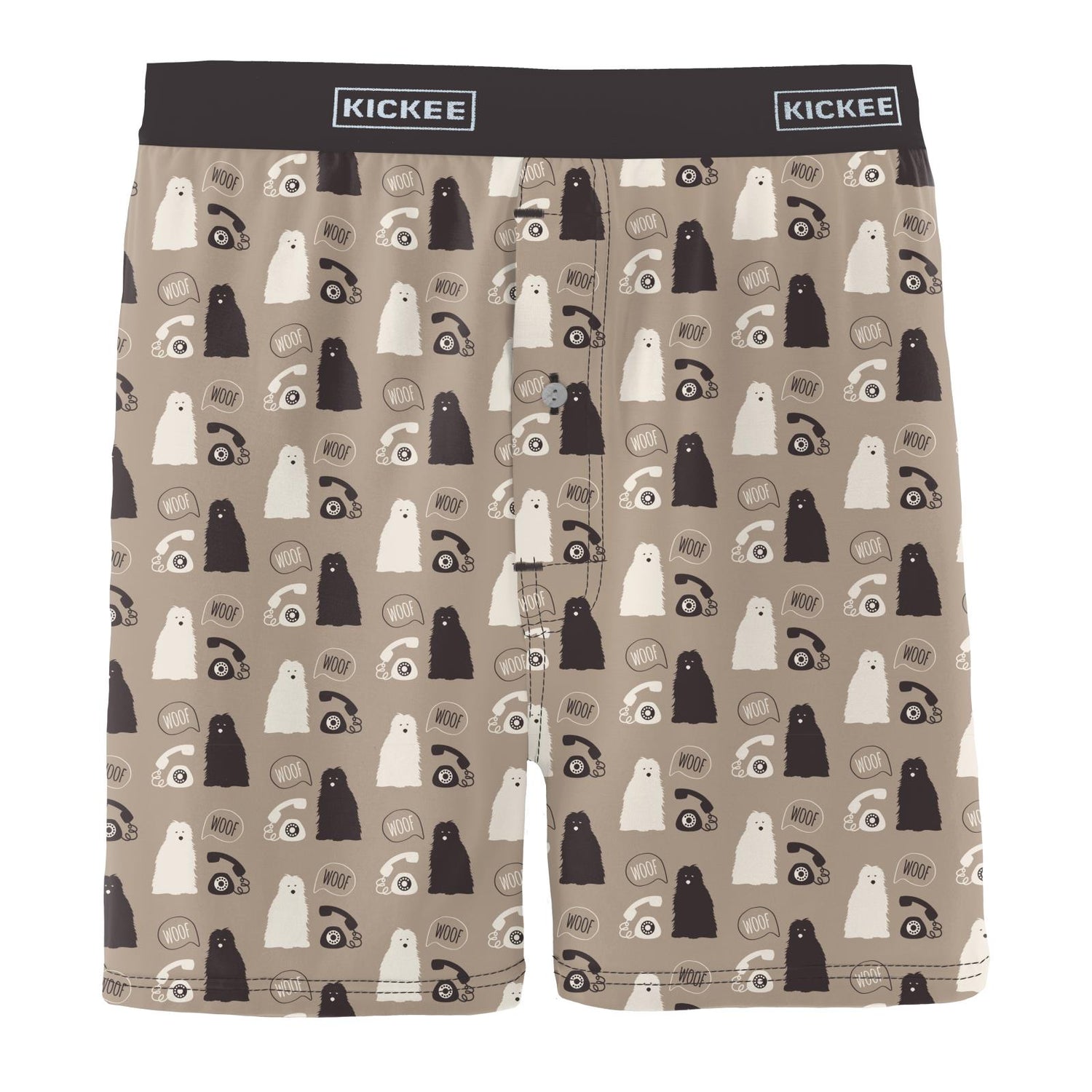 Men's Print Boxer Shorts in Popsicle Stick Telephone and Dog