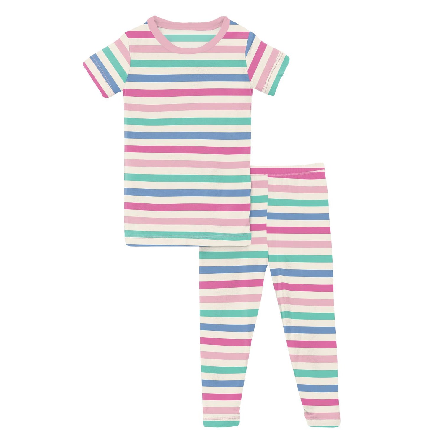 Print Short Sleeve Pajama Set in Skip To My Lou Stripe