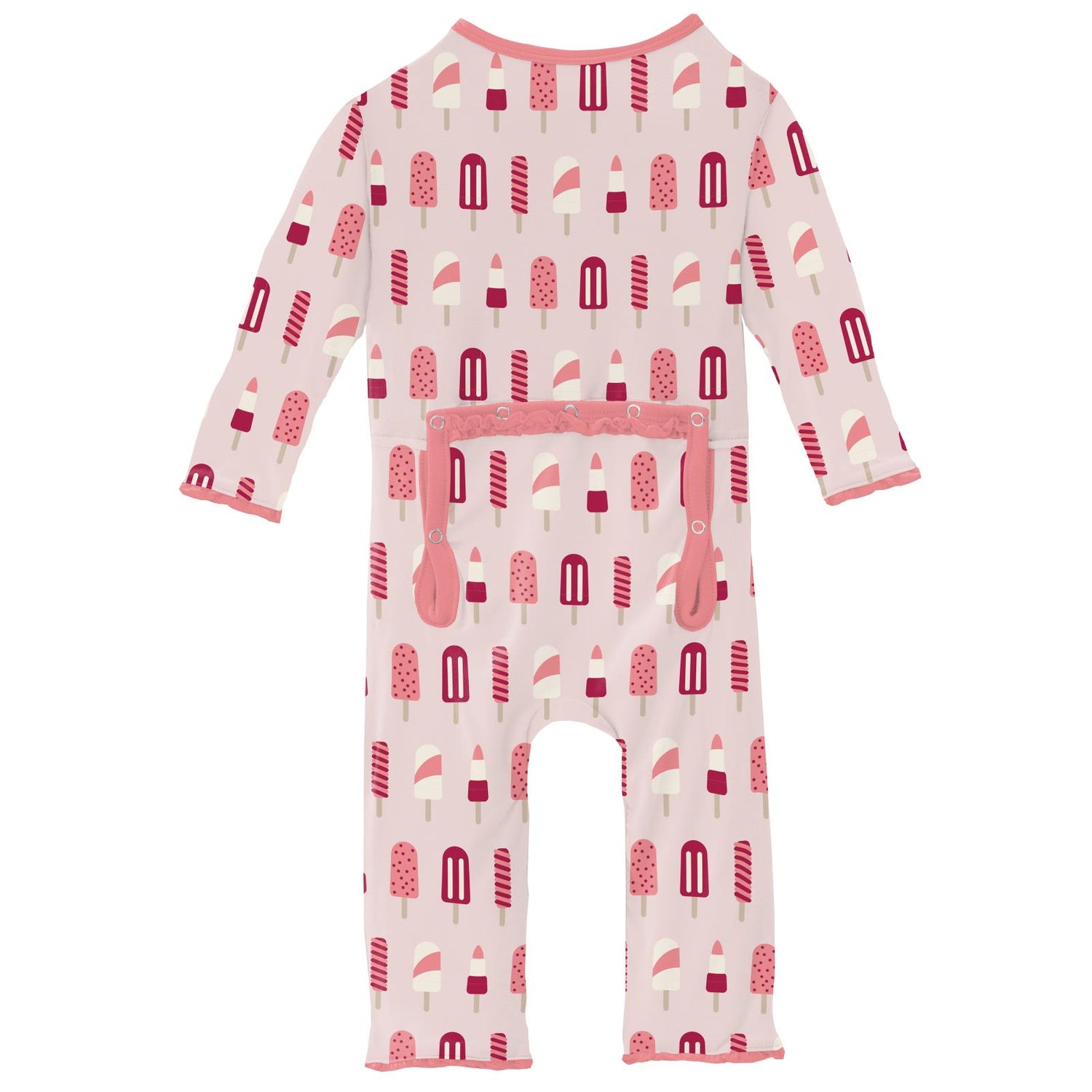 Print Muffin Ruffle Coverall with Zipper in Macaroon Popsicles