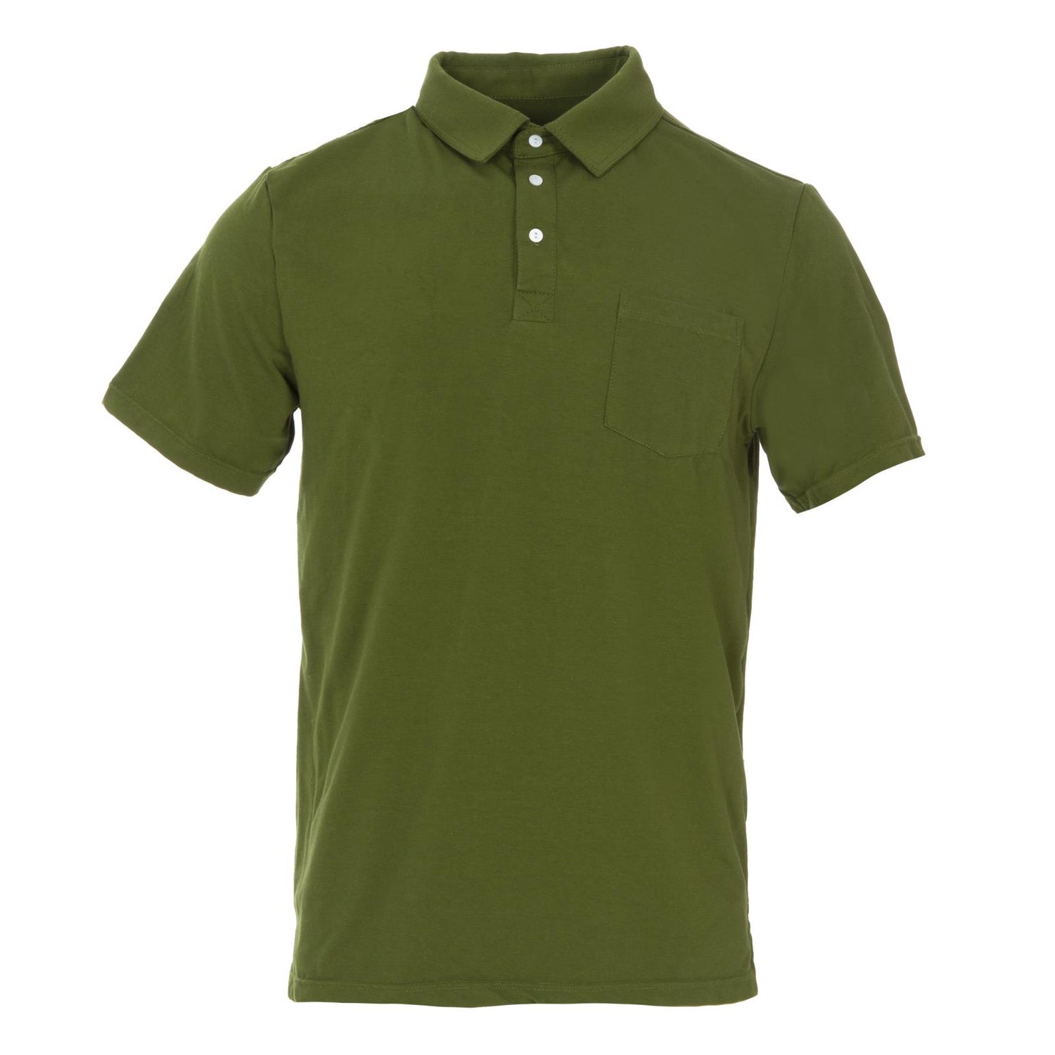 Men's Short Sleeve Luxe Jersey Polo with Pocket in Pesto