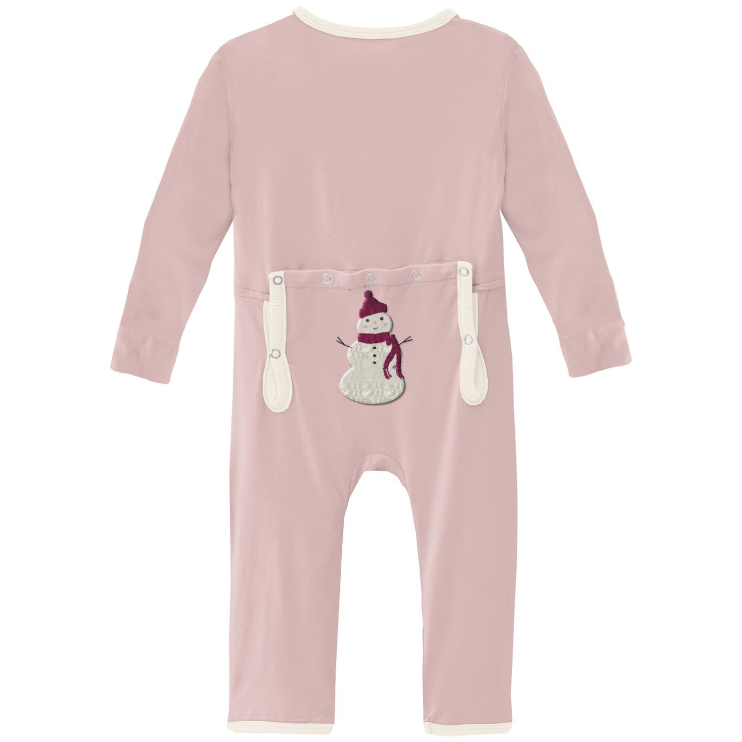 Applique Coverall with 2 Way Zipper in Baby Rose Snowman