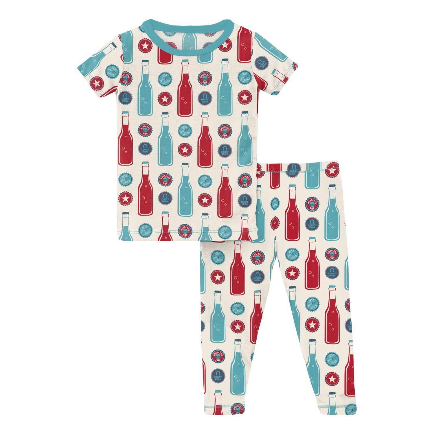 Print Short Sleeve Pajama Set in Natural Soda Pop