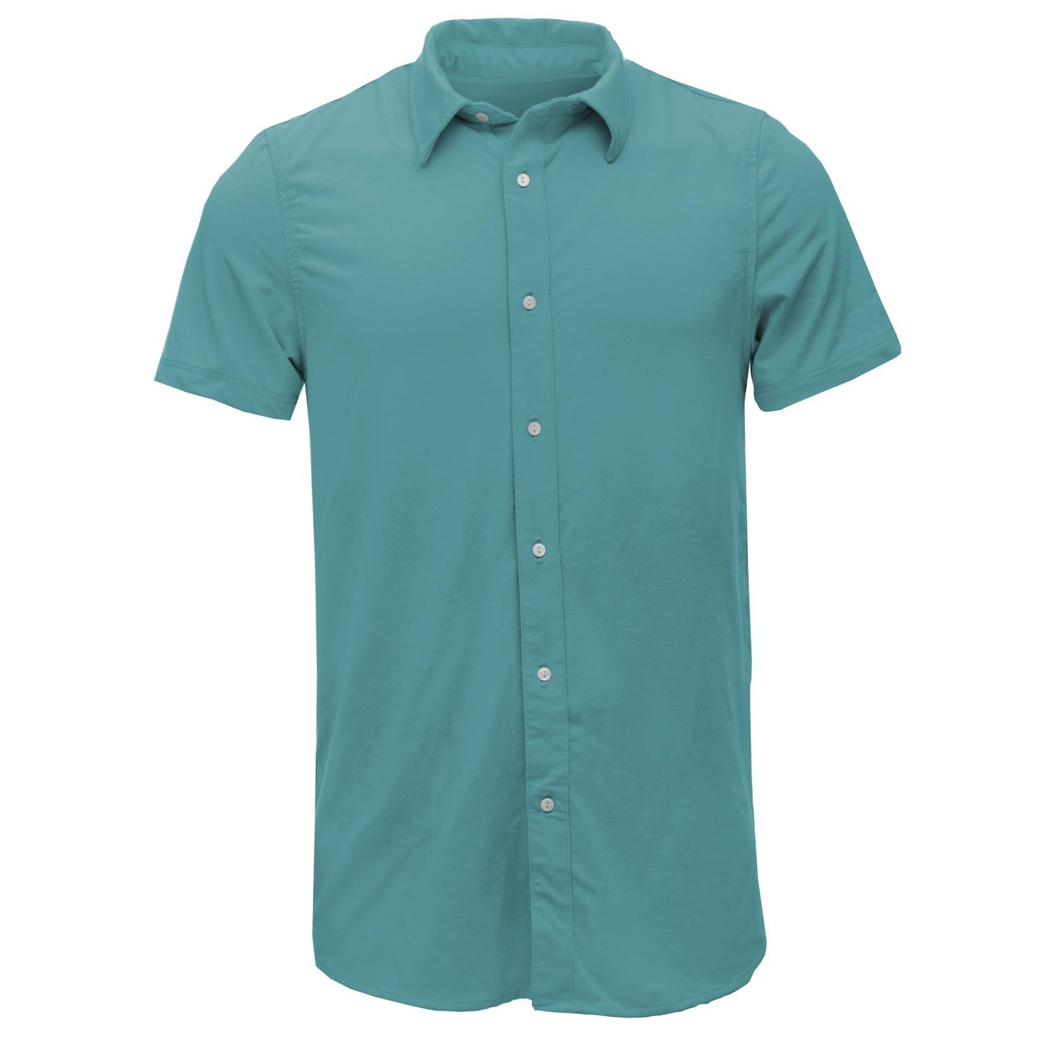 Men's Short Sleeve Luxe Jersey Button Down Shirt in Neptune