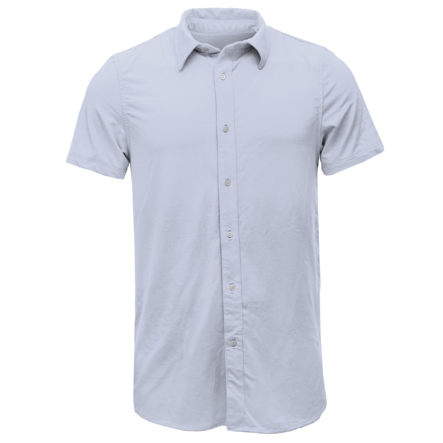 Men's Short Sleeve Luxe Jersey Button Down Shirt in Dew