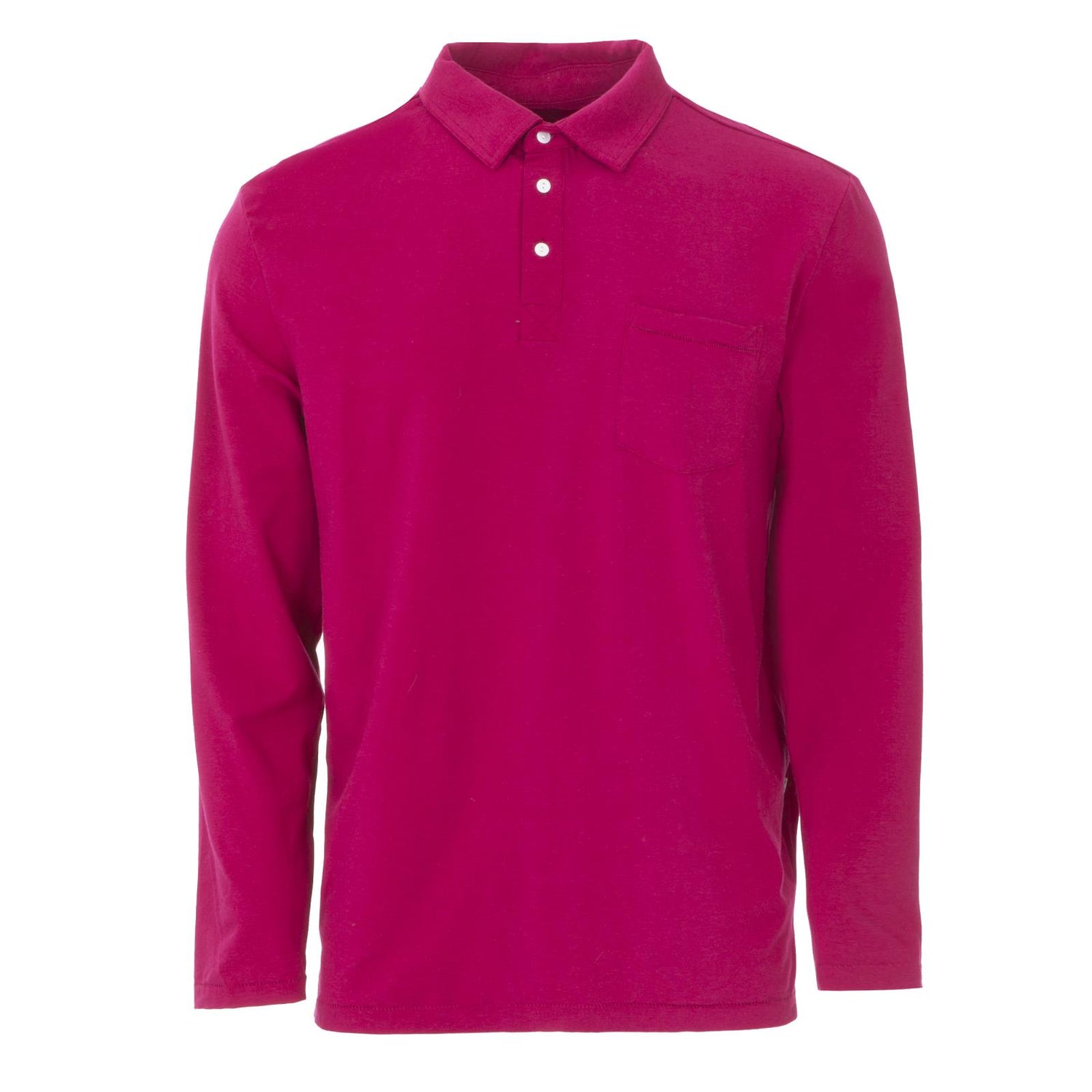 Men's Long Sleeve Luxe Jersey Polo in Dragonfruit