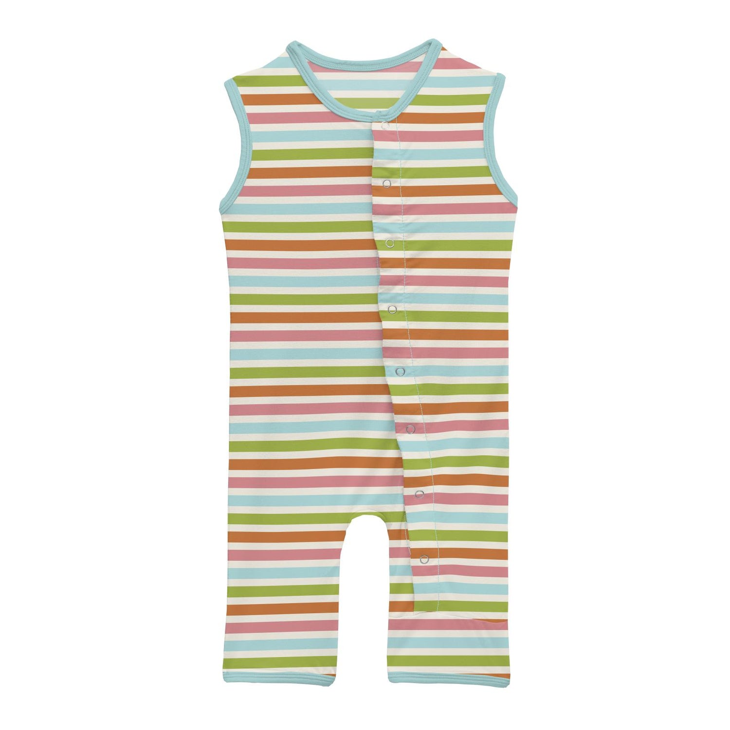 Print Tank Romper in Beach Day Stripe